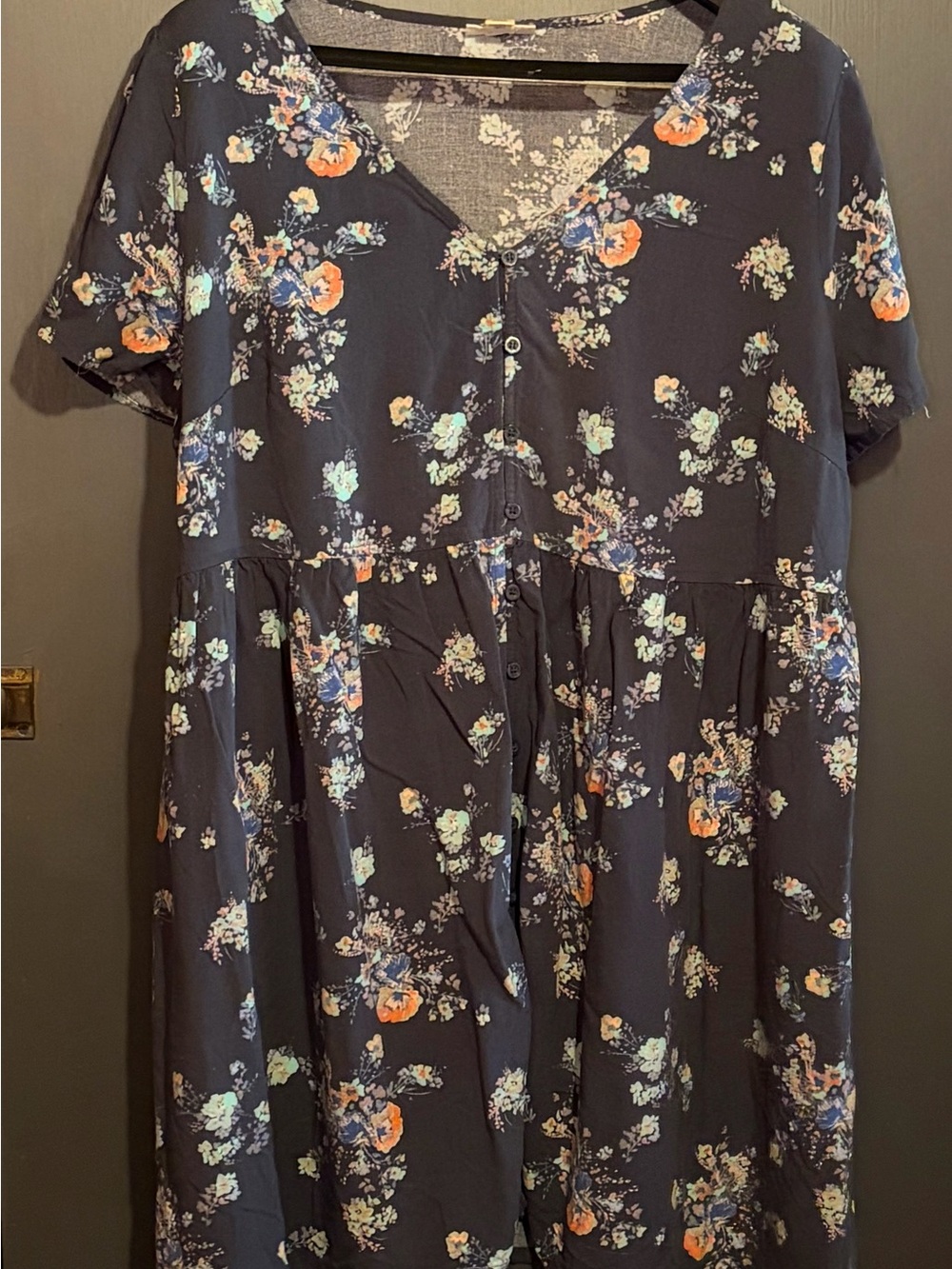 a.n.a Navy and Light Blue Floral Dress